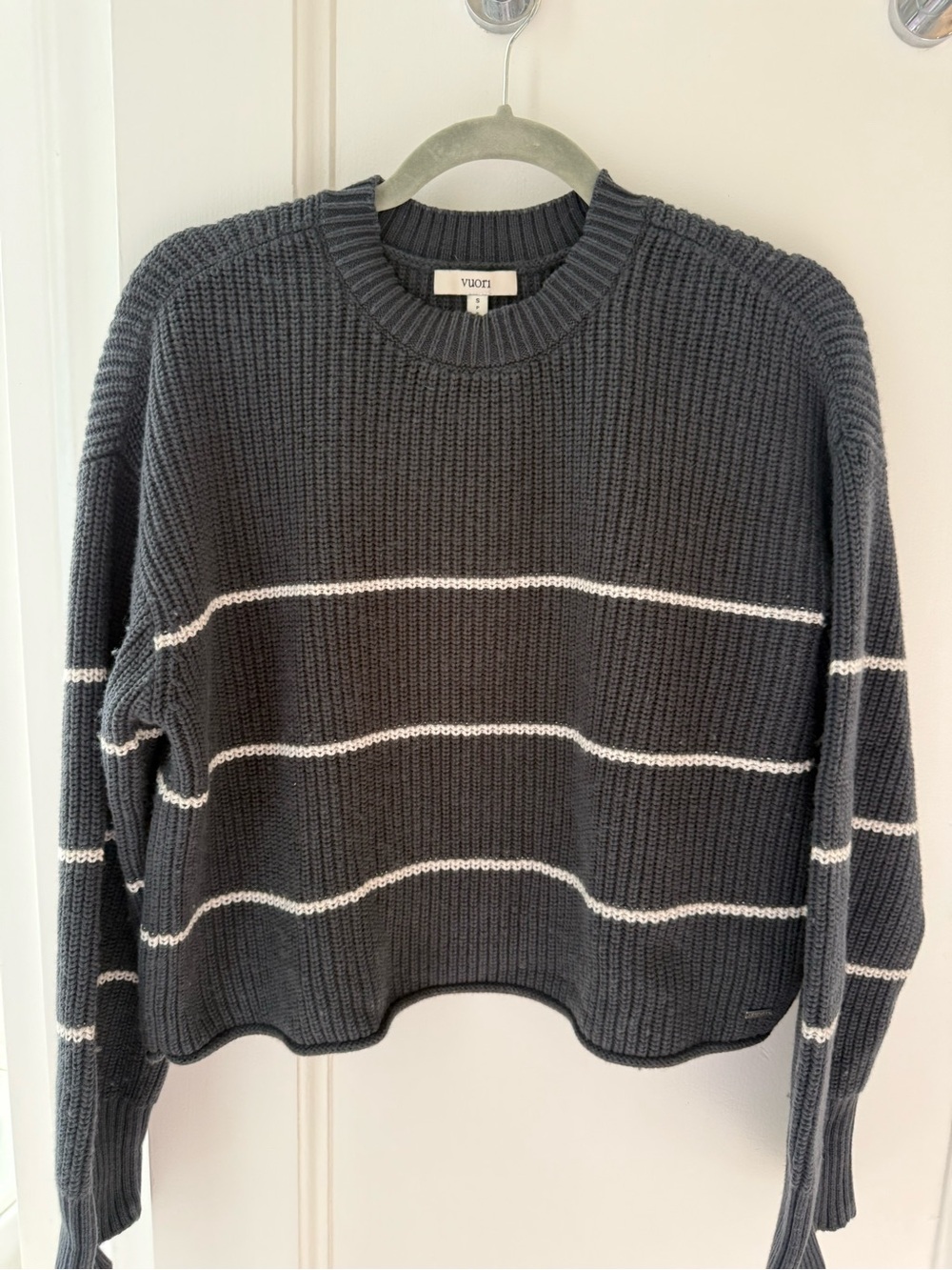 Vuori Montauk Crew Organic Cotton/Cashmere Sweater - Navy Stripe - Small - Picture 3 of 8